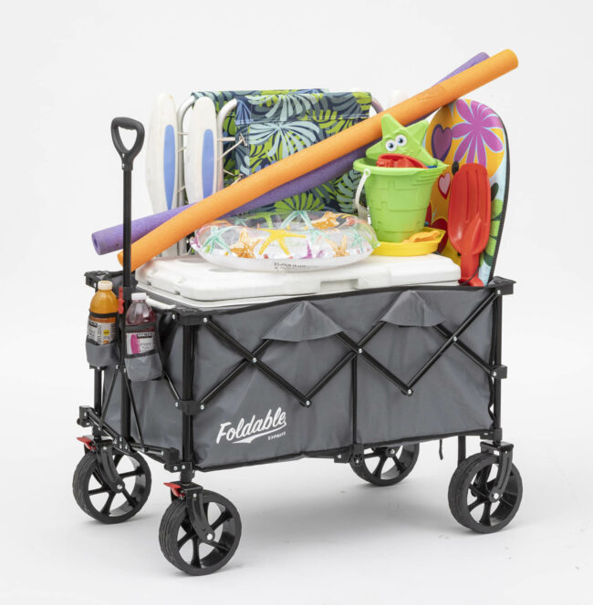 Foldable Express Wagon full of beach items