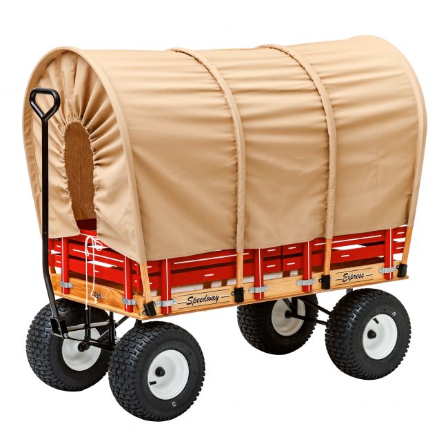 conestoga wagon style covering for a play wagon