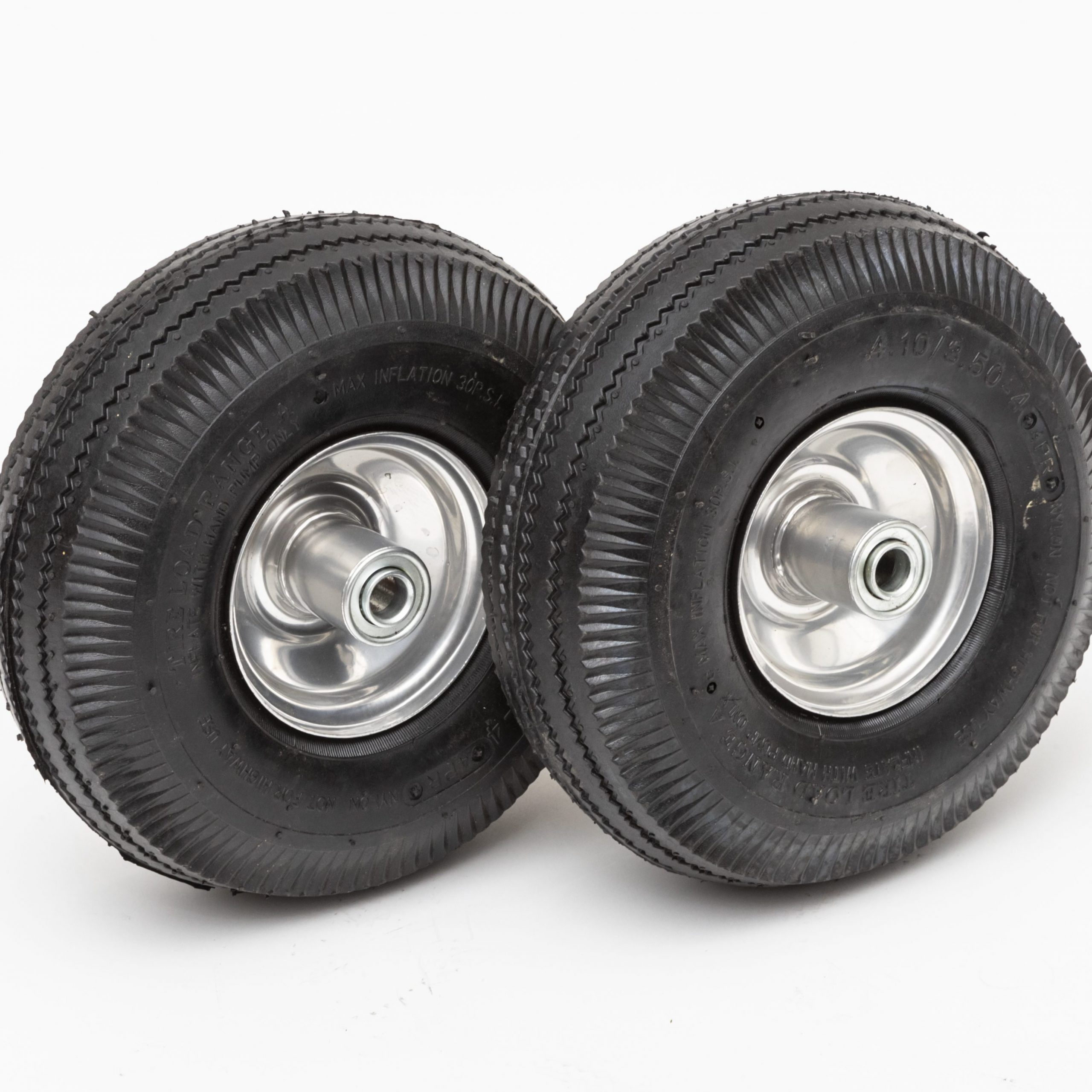 Set of TWO-10" Pneumatic tires-4-ply tubed-5/8" bearings-Hand-trucks/carts/wagon 