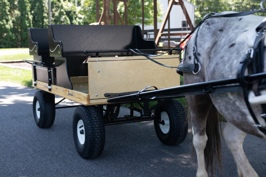 attaching a pony cart to a pony